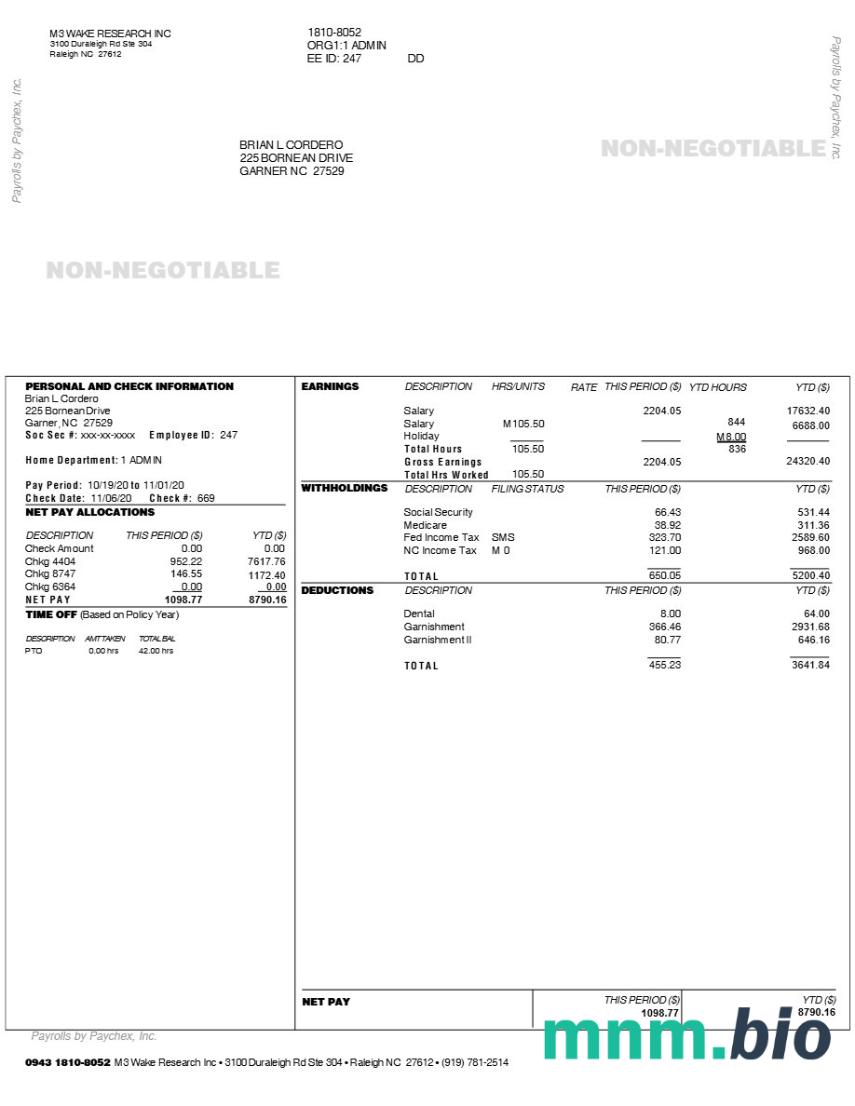 Szablon Oświadczenia o zarobkach M3 WAKE RESEARCH INC w formatach Word i PDF
